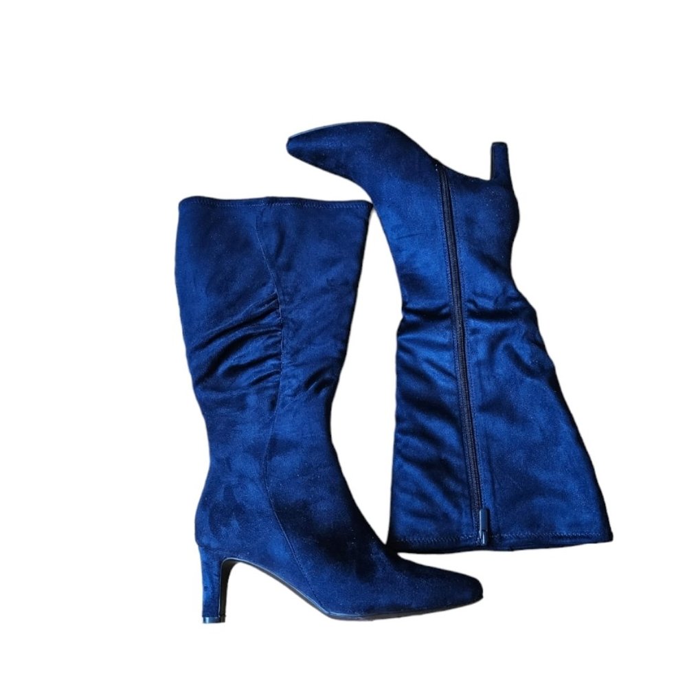 East5th Faux Blue Suede Boots 7